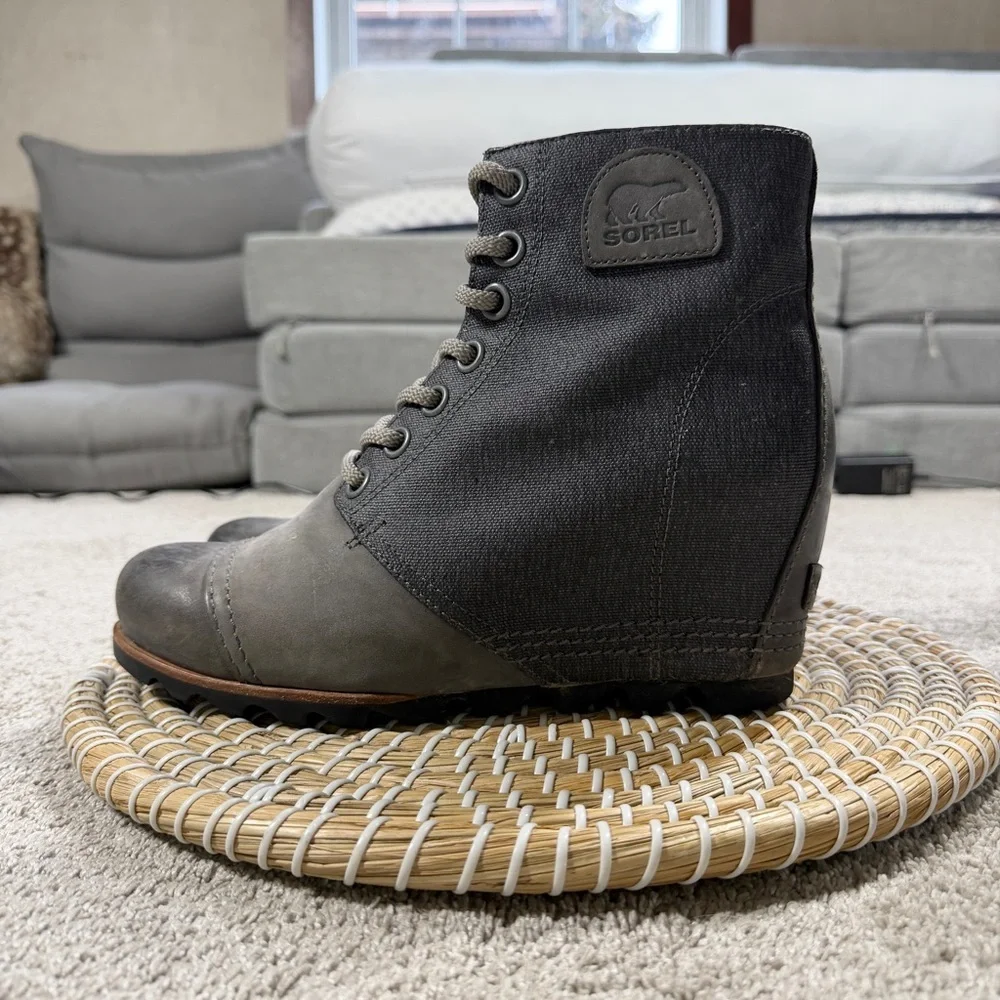 Sorel Women’s PDX Lexie Wedge Lace-Up Ankle Boots Bootie in Gray Quarry 10